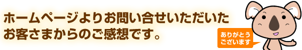 ホームページよりお問い合せいただいたお客様からのご感想です。